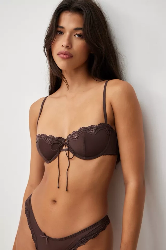 Out From Under Jenni Tie-Front Mesh Wired Bra