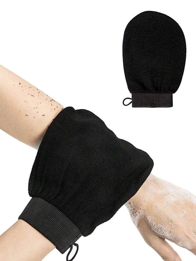 1 Pieza Guante De Baño Exfoliante De Doble Cara Negro Para Frotar Y Pelar