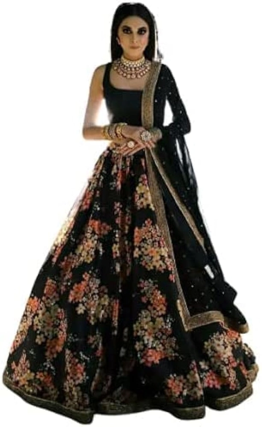 SKY VIEW FASHION Bollywood Lengha Indian Designer Wedding Party Printed Lehenga With Unstitched Choli