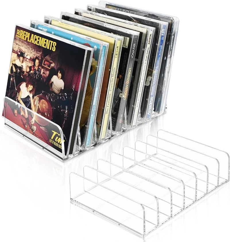 Amazon.com: Vowcarol CD Holder 2 Pack, Clear Acrylic CD Organizers, CD Display Rack Holds up to 14 Standard CD Cases for Media Shelf Storage and Organization : Electronics