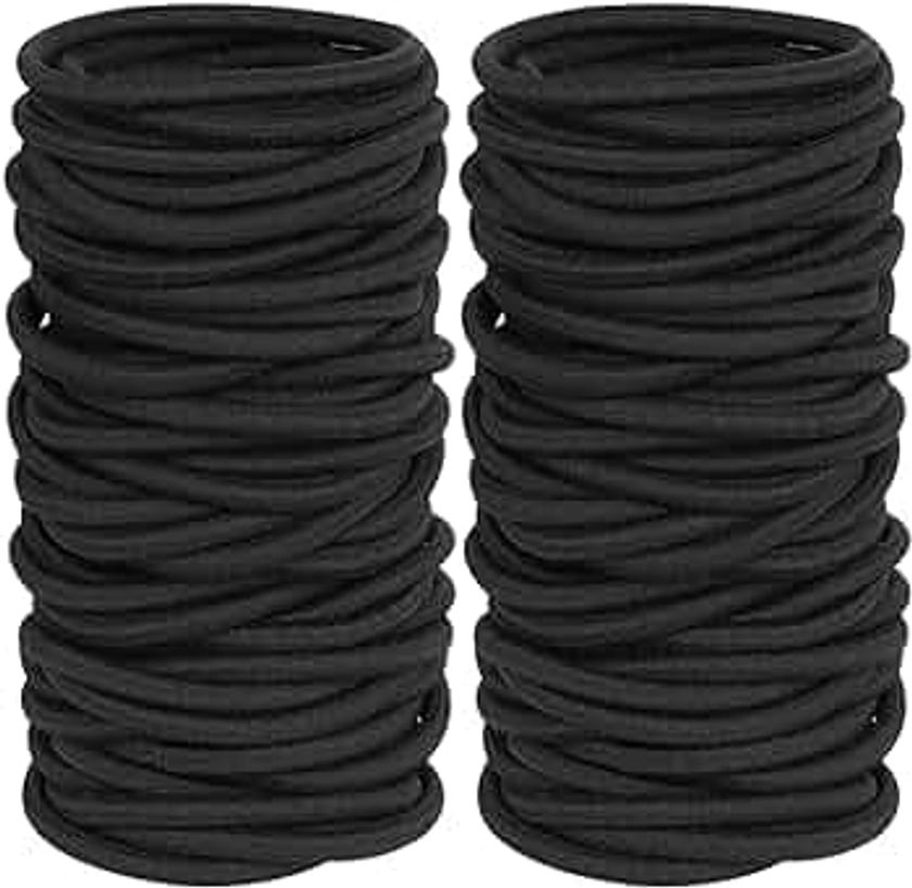 120 Pieces Black Hair Ties for Thick and Curly Hair Ponytail Holders Hair Elastic Band for Women or Men(4mm)