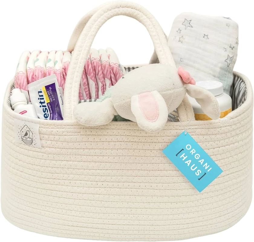 OrganiHaus White Diaper Canister | Baby Caddy Organizer for Newborn Diapers | Baby Gift Bags | Baby Organizer Storage | Diaper Caddy Organizer | Baby Changing Bag | Baby Diaper Caddy Organizer : Amazon.nl: Baby Products