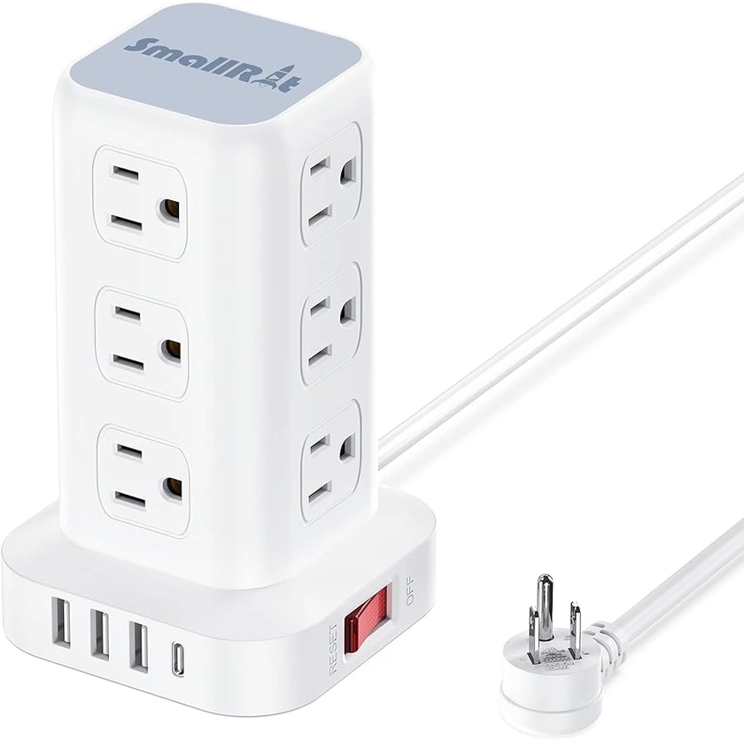 Amazon.com: Tower Surge Protector Power Strip with 12 Outlets 4 USB (1 USB C), 6.5Feet Extension Cord with Multiple Outlets, Charging Station, Power Strip Tower, Office Desk Supplies, Dorm Essentials : Electronics