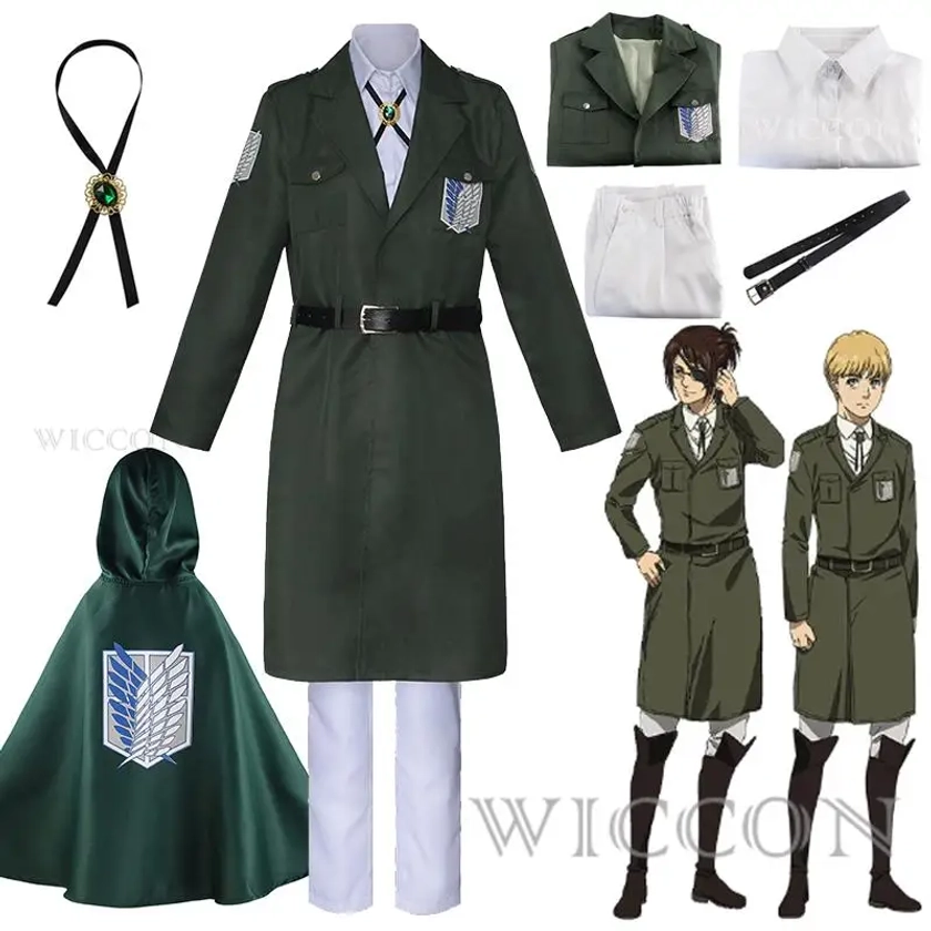 Costume de Cosplay AOT Eren Levi pour Adulte, Uniforme de Soldat de la Légion de Scout Shingeki No Kyojin, pour Halloween