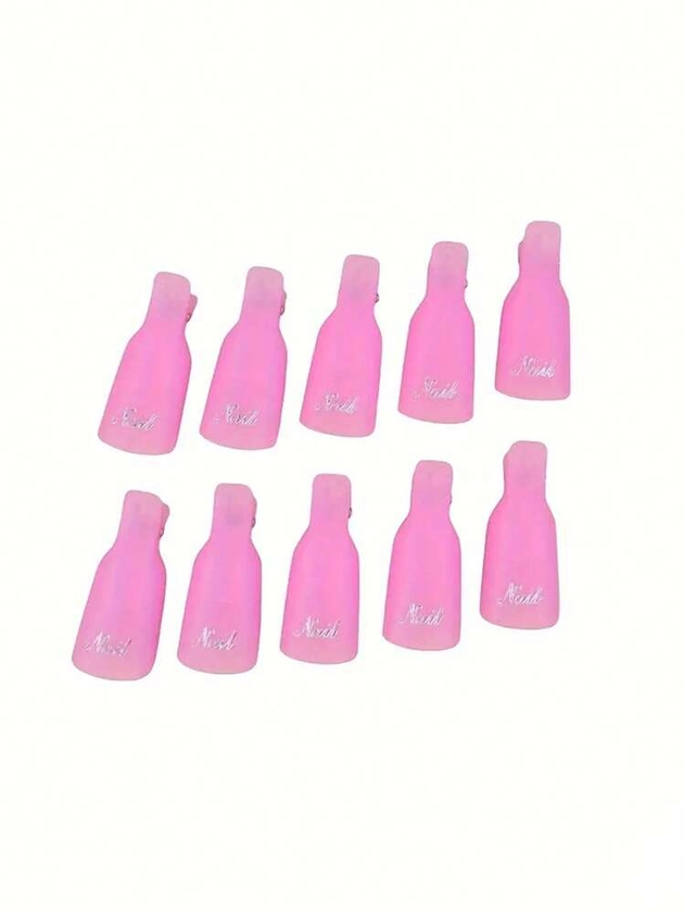 10 pièces Clips de retrait de vernis à ongles rose clair, clips en plastique réutilisables pour les ongles pour retirer la manucure en gel, l'art des ongles acryliques et le retrait du vernis UV