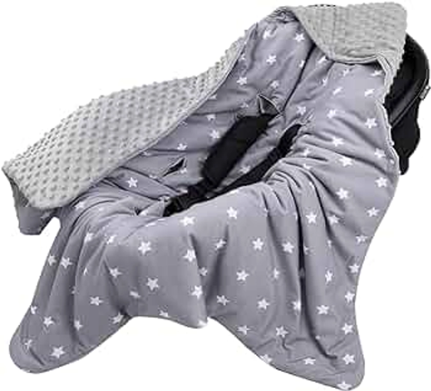 Bebamour Baby Car Seat Blanket Footmuff Universal Baby Blanket for Newborn Baby Swaddle Blanket, Grey Star