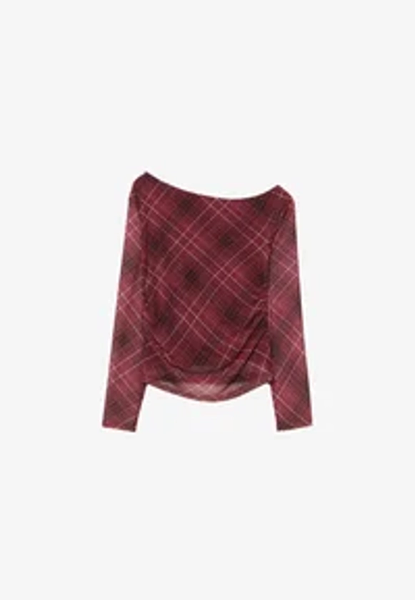 Stradivarius ASYMMETRIC - T-shirt imprimé - bordeaux - ZALANDO.FR