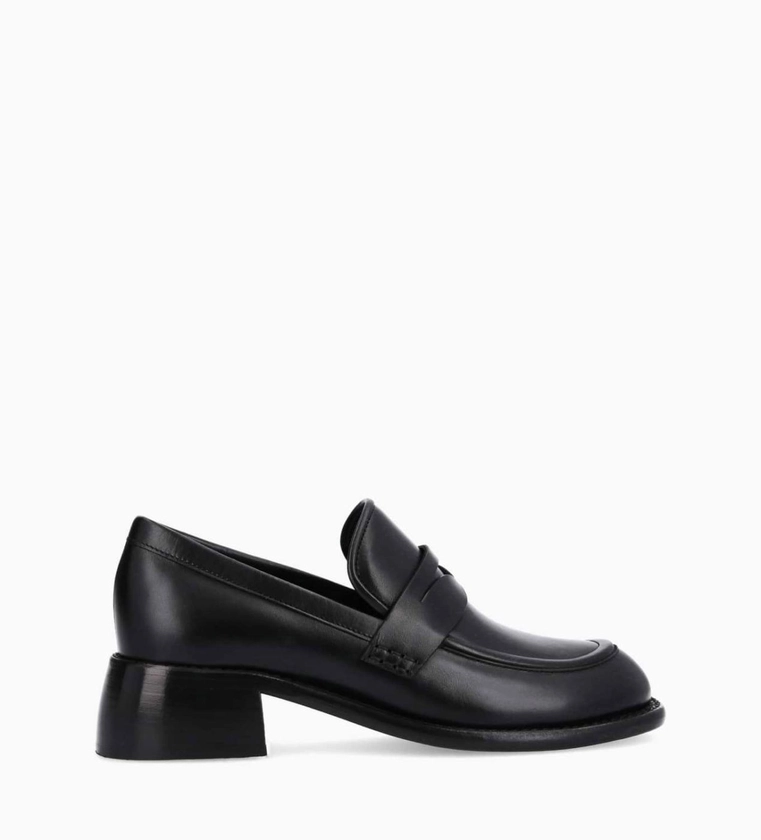 Mocassin à talon à bout carré Anaïs 50 Cuir de veau lisse brillantNoir Free Lance pour femme