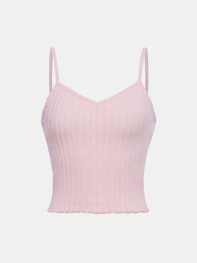 SHEIN Solid Color Ribbed Camisole, Suitable For Teenage Girls In Summer