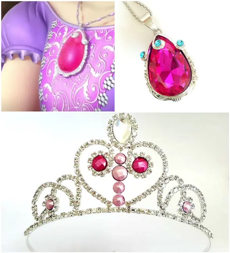 Princess Sofia The First Birthday Tiara, Princess Sofia New Pink Amulet, PRINCESS SOFIA Crown,  Princess Sofia Pink Necklace ,Sofia costume