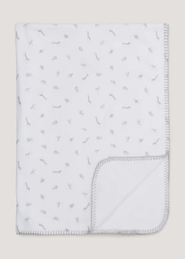 White Safari Fleece Baby Blanket (100cm x 75cm)