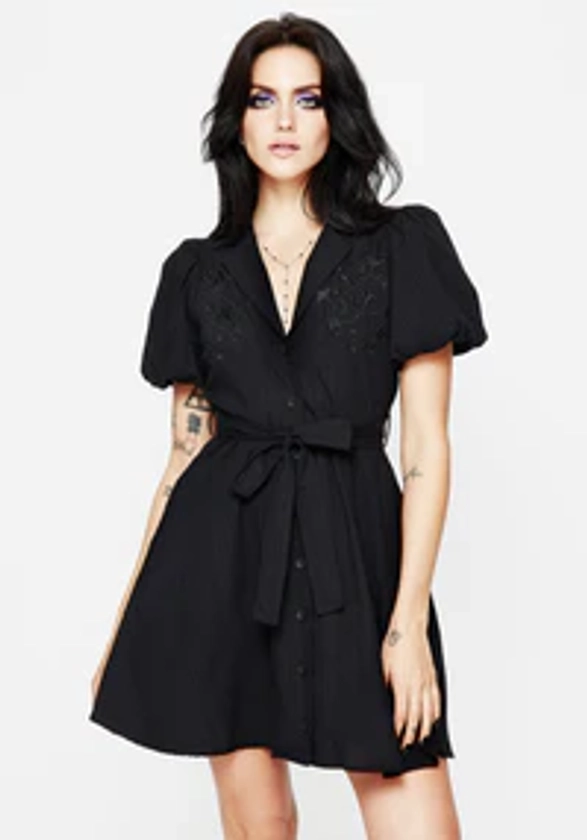 Herbalist Embroidered Mini Shirt Dress