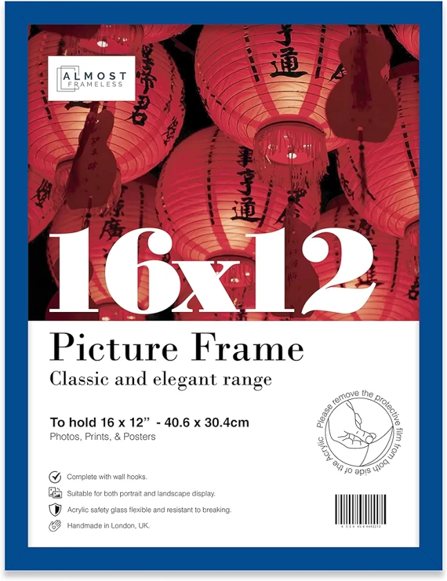 16x12 Inch Blue Photo Frame Wall Mountable Picture Frame Standard Photograph Size, 16" X 12" (41 X 31cm)