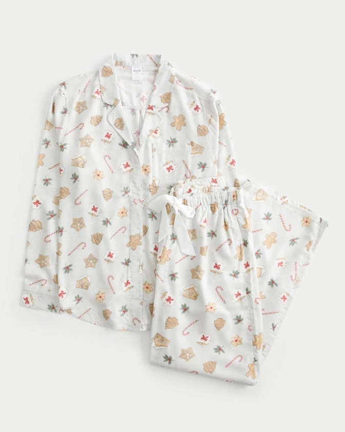 Women's Long-Sleeve Pajama Shirt & Pants Set | Women's Bottoms | HollisterCo.com