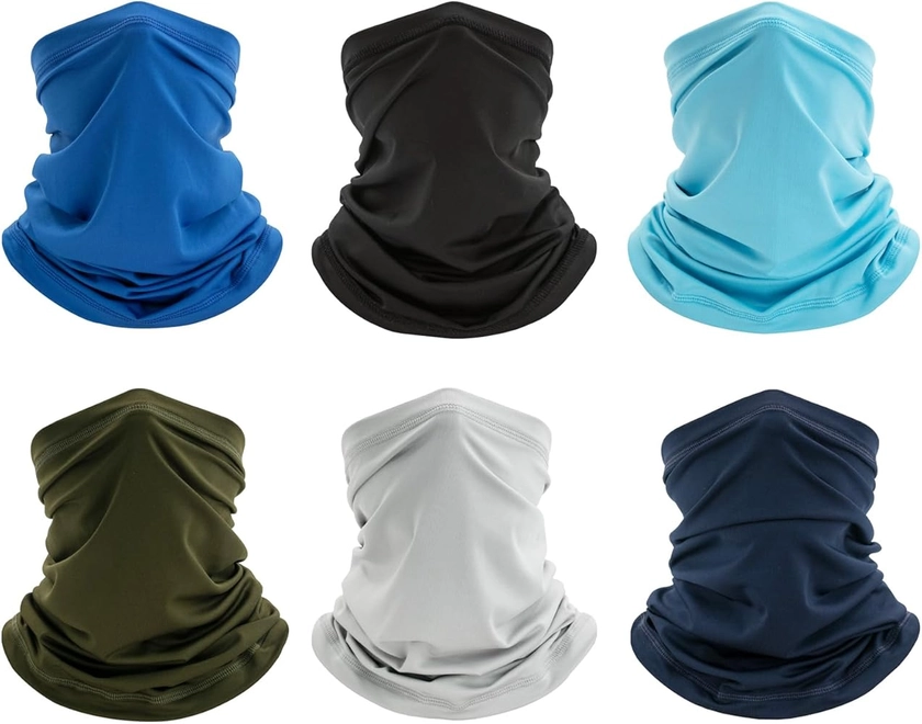 6 Pack Neck Gaiter Bandana Face Mask: Cooling Gator Mask Face Cover Neck Scarf