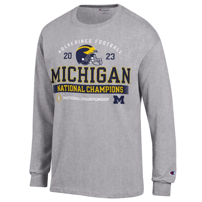 Champion University of Michigan Football 2023 National Champions Gray Long Sleeve Tee