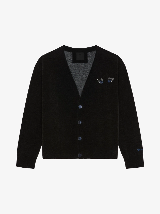 Cardigan en chenille brodée œil de chat - noir | GIVENCHY FR