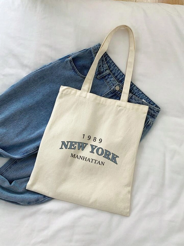 Small Letter Graphic Shopper Bag Preppy