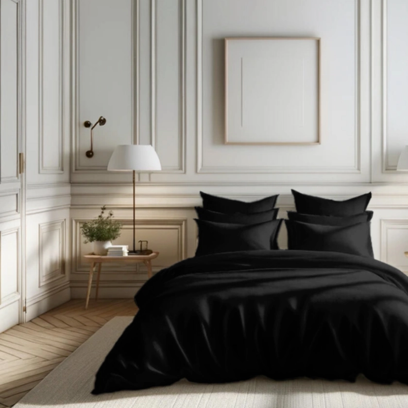 Housse de couette percale de coton TERTIO® - Noir | 3 Suisses