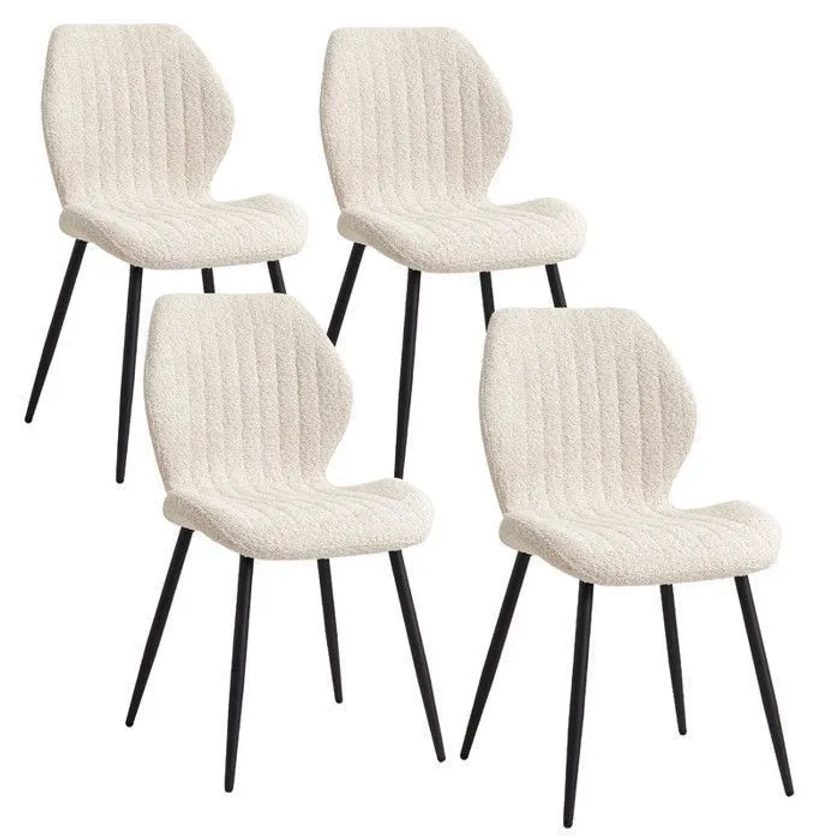 Lot de 4 chaises - chaise de salle à manger rétro -chaise en lin-pieds en métal(Kaki)