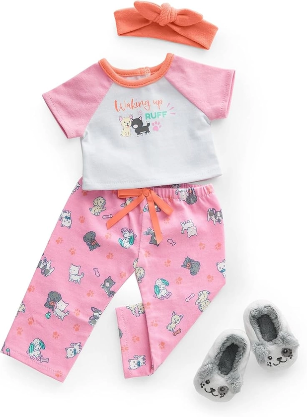 Amazon.com: American Girl Truly Me 18-inch Doll Waking Up is Ruff PJs Outfit with Plush Slippers and Knotted Headband, for Ages 6+ : Clothing, Shoes & Jewelry