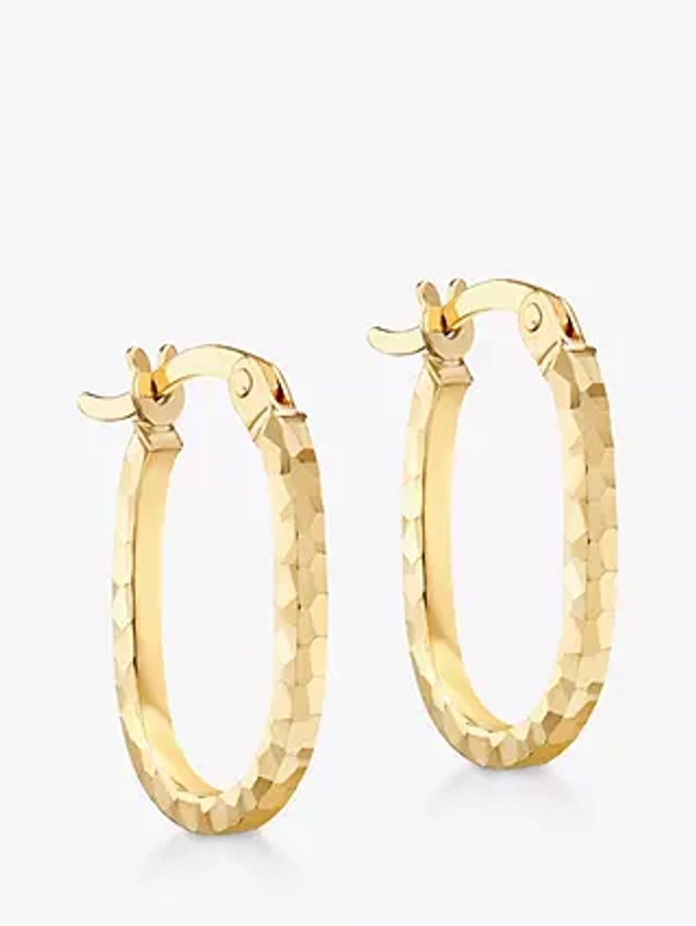 IBB 9ct Small Faceted Oval Hoop Earrings, Gold