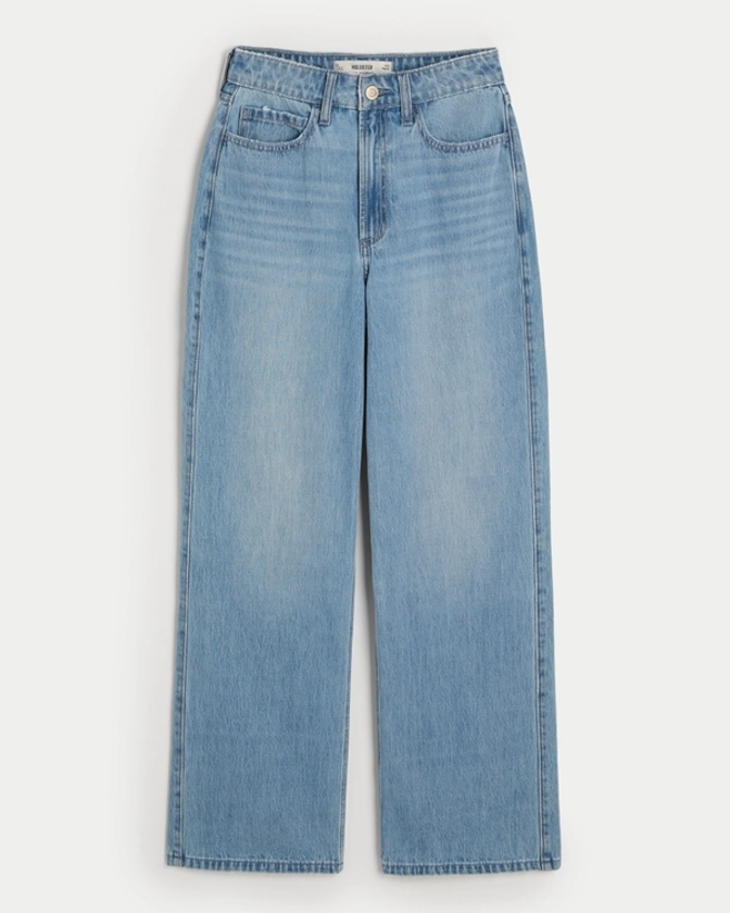 Women's Curvy Ultra High-Rise Medium Wash Baggy Jeans | Women's Bottoms | HollisterCo.com