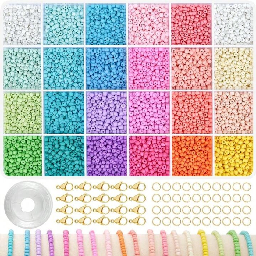 1 Box 10000pcs 3mm Seed Beads For Jewelry Bracelet Making Kit 24 Colors Randomly Bracelet Making Kit For Girls Adults Friendship Bracelet Kit For Jewelry Making DIY Craft Gift