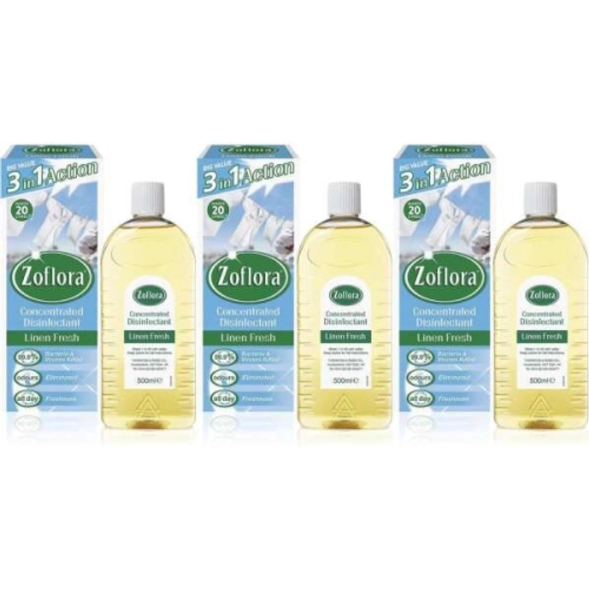 Zoflora 3 in 1 Action Concentrated Disinfectant Linen Fresh 500ml (Pack of 3) on OnBuy