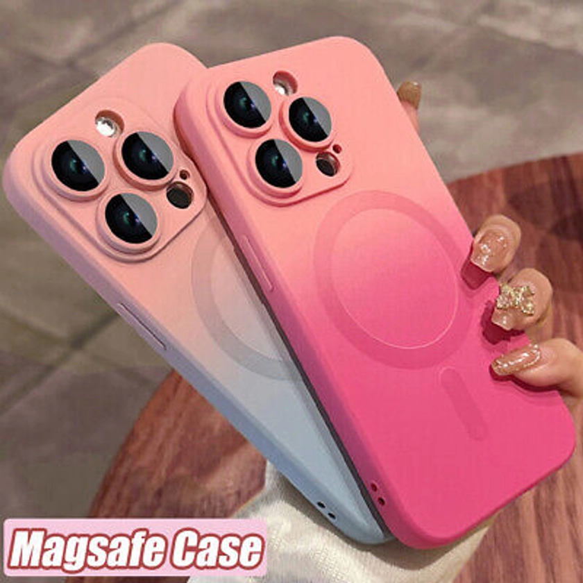 Gradient Case For iPhone 15 Pro Max 14 13 12 Magsafe Shockproof Silicone Cover