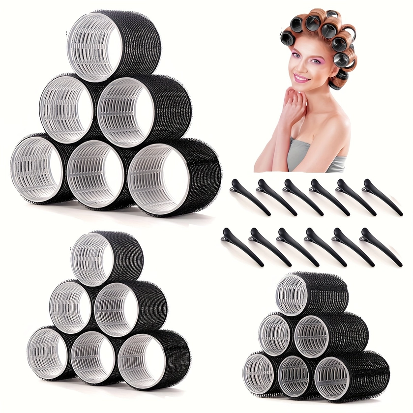 30pcs/Set Self-Grip Rollers Kit With 18pcs Heatless Hair Rollers And 12 Hair Clips, DIY Hair Curling Tools Set