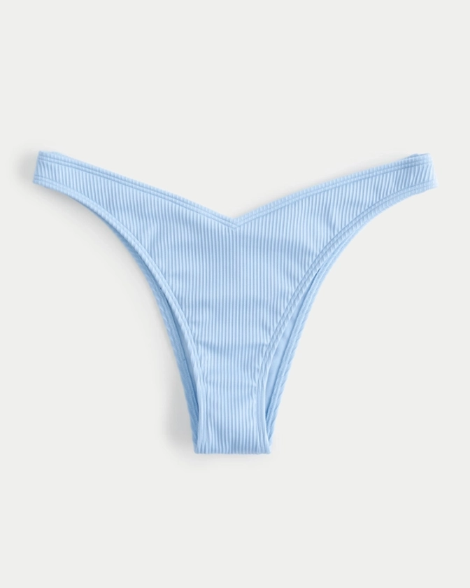 Women's Ribbed V-Front High-Leg Cheekiest Bikini Bottom | Women's Swimwear | HollisterCo.com