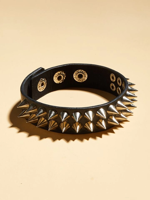 1 pieza Pulsera de metal con remache de PU de estilo punk de moda, joyería de hombre personalizada de hip-hop callejero, regalo de fiesta