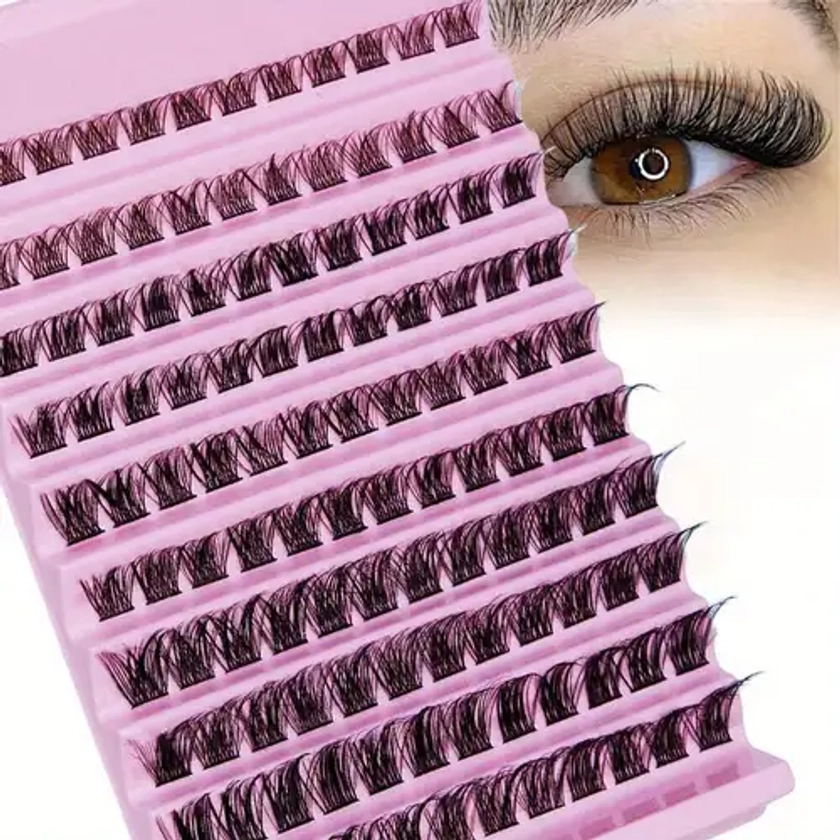 120pcs Cluster Lashes 8-16mm Wispy Individual Lashes Natural Look Lashes D * Fluffy Cluster Lashes DIY Eyelash Extension