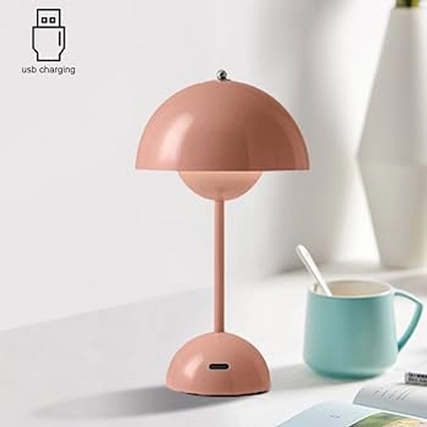 AISEN Lampe de table à LED, lampe de table avec boutons de fleurs, lampe de chevet avec lampe à champignon dimmable 3 voies rechargeable par USB, convient pour salon, dortoir, bureau