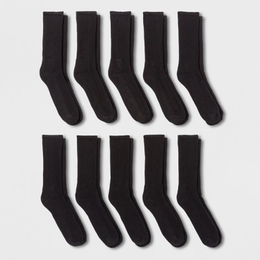 Men's Odor Resistant Crew Socks 10pk - Goodfellow & Co™ Black 6-12