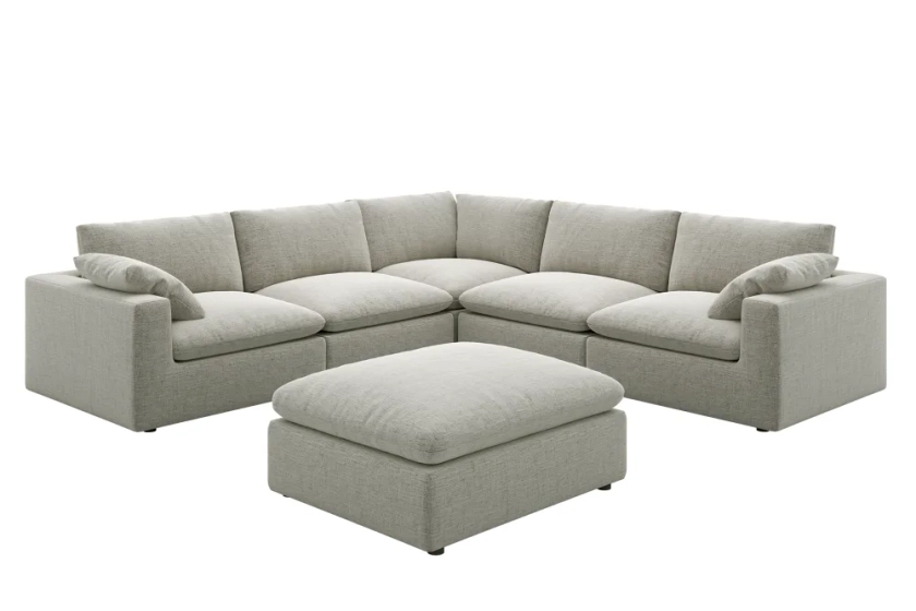 Dawson L-Shape Sectional Sofa with Ottoman | Castlery