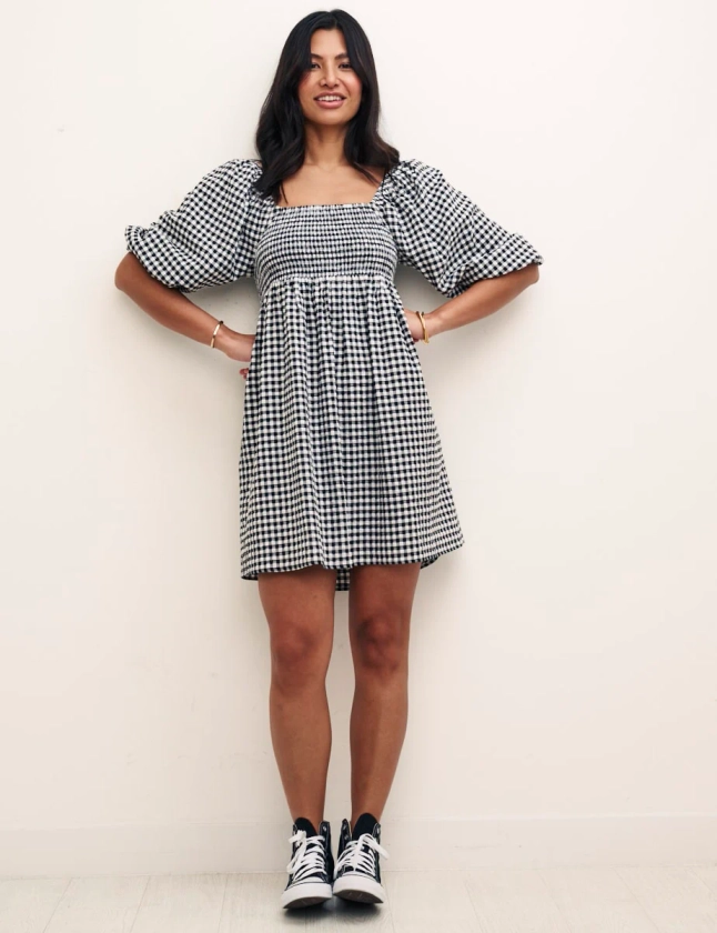 Black & White Gingham Kylie Mini Dress