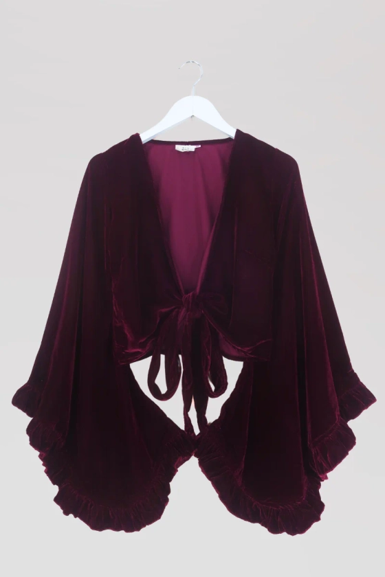 Khroma Venus Wrap Top in Plum Purple Velvet