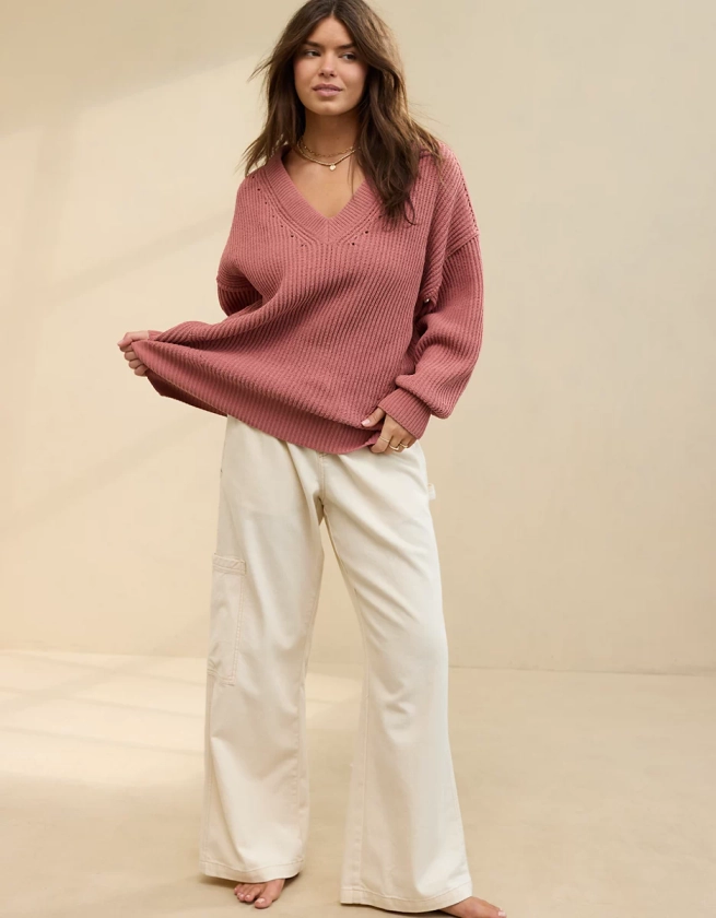 Aerie Beyond Chenille V-Neck Sweater