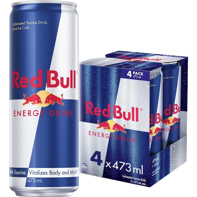 Red Bull Energy Drink 473mL x4 Pack | Woolworths