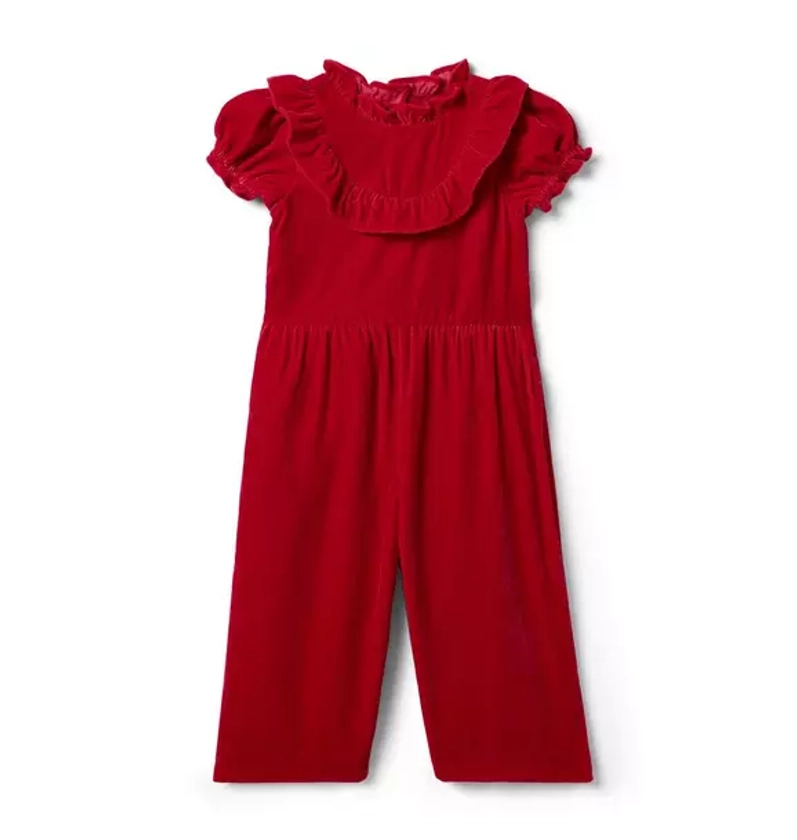 Girl Holiday Red The Velvet Ruffle Jumpsuit by Janie and Jack