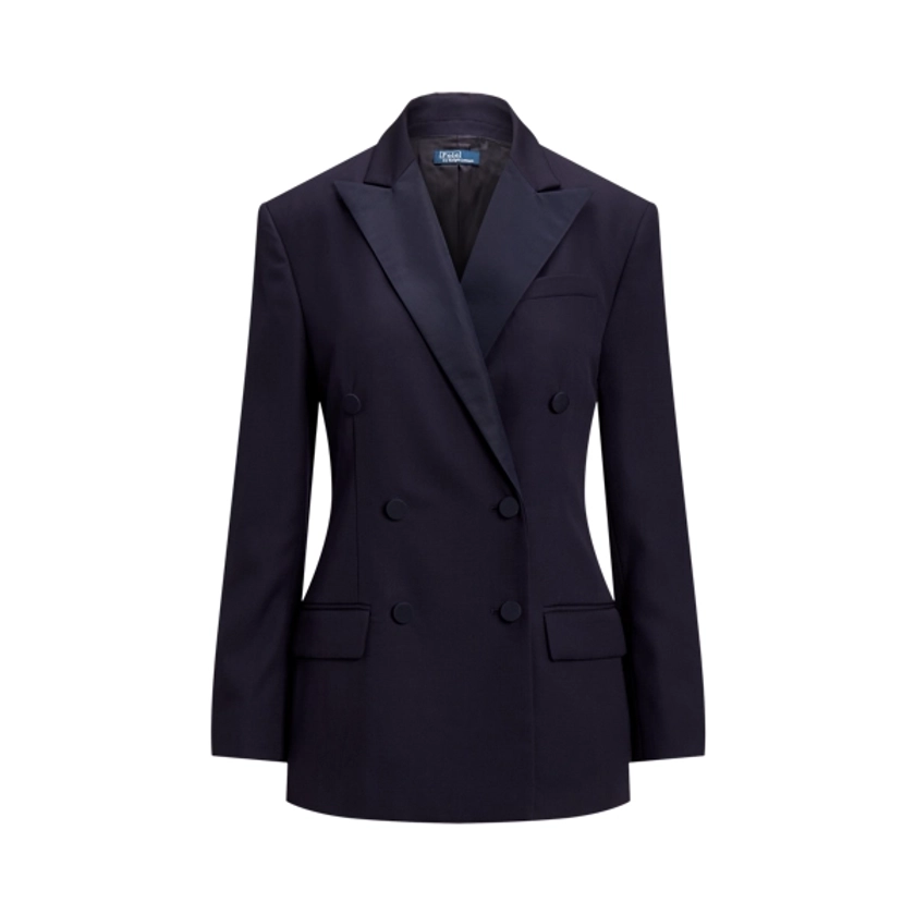 Blazer croisé en laine à revers en soie pour femme | Ralph Lauren® FR