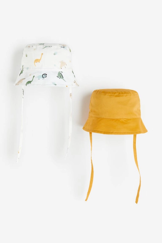 Lot de 2 chapeaux de soleil en coton - Blanc/dinosaures - ENFANT | H&M FR