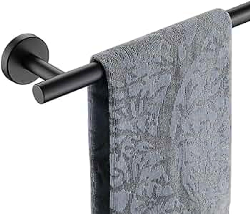 JQK Black Towel Bar, 24 Inch 304 Stainless Steel Thicken 0.8mm Towel Rack Bathroom, Towel Holder Matte Black Wall Mount, Total Length 27 Inch, TB110L24-PB