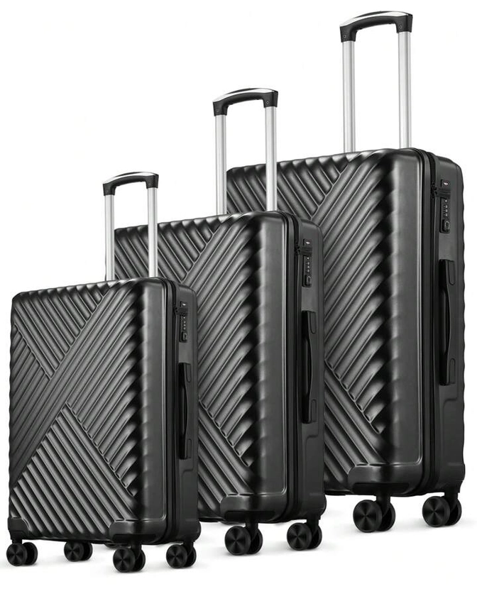 Luggage Set 3 Pieces, Hardside Travel Durable Suitcase Sets With Spinner Wheels, TSA Lock, Carry-On And Checked Luggage