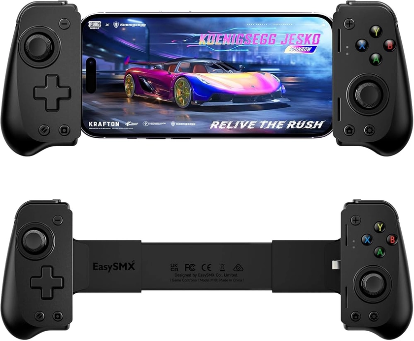 EasySMX M10 Manette Mobile pour iPhone IOS (Lightning), Manette Téléphone Manette de Jeu pour Xbox, PlayStation, Call of Duty, Roblox etc, Chargement Passthrough, Noir : Amazon.fr: High-Tech