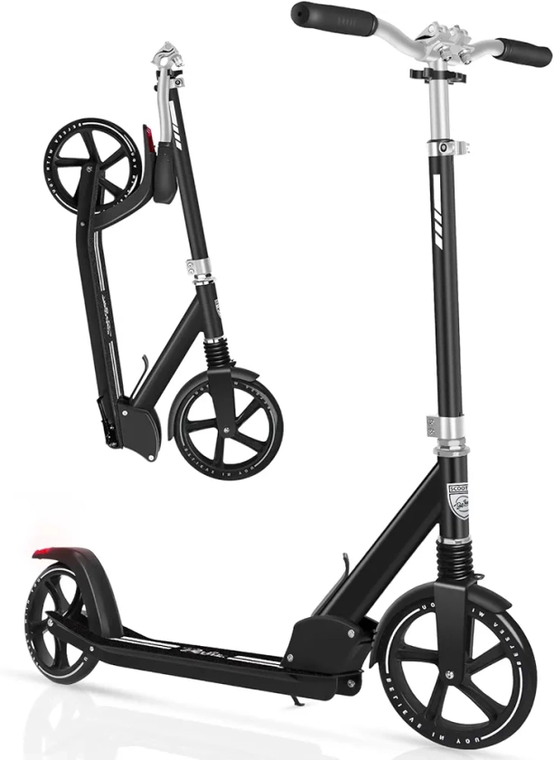 BELEEV Scooters for Kids Ages 6+, Folding 2 Wheel Scooter for Adults Teens, 200mm Big Wheels, 4 Adjustable Handlebar, Front Suspension, Lightweight Kick Scooter with Carry Strap, up to 100Kg