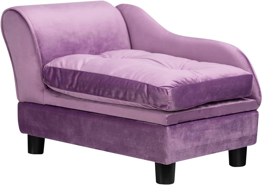 HOLLYPET Hollype Pet Sofa Couch with Storage, Pet Sofa for Cats and Small Dogs, Pet Snuggle Cat Sofa Bed for Indoor Cats, Luxury Mini Dog Couch Sofa Bed with Washable Cushion, Purple