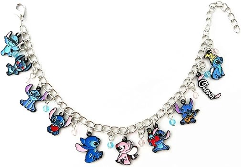 LTawaboda Stich Bracelet Ohana Means Family Anime Cartoon Horror Charm Bracelet Gifts for Women girl